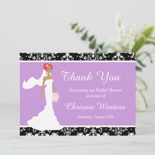 Damask Bridal Shower Thank You Card