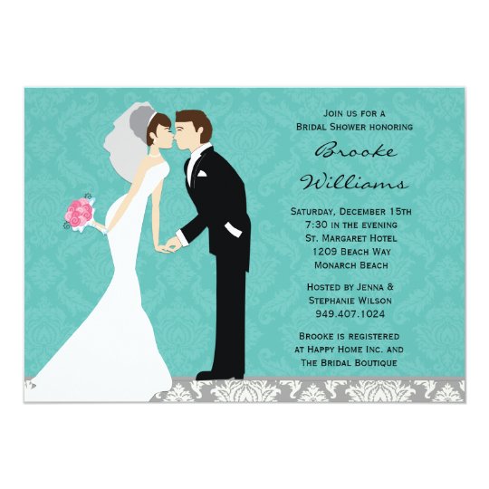 Damask Bride and Groom Wedding Shower Invitation Zazzle
