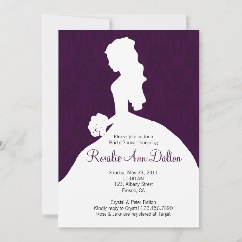 Damask Bride - Bridal Shower Invitaion (Plum) Personalized Invitations