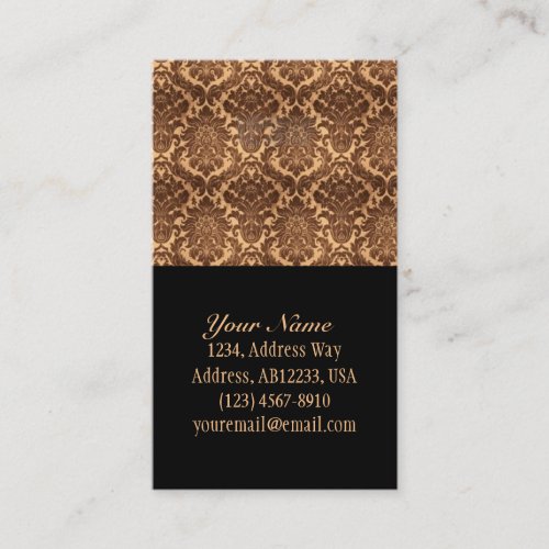 Damask-brown &amp; beige business card templates
