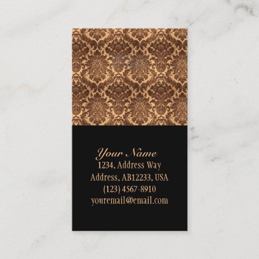 Customizable Damask-brown &amp; beige business card templates