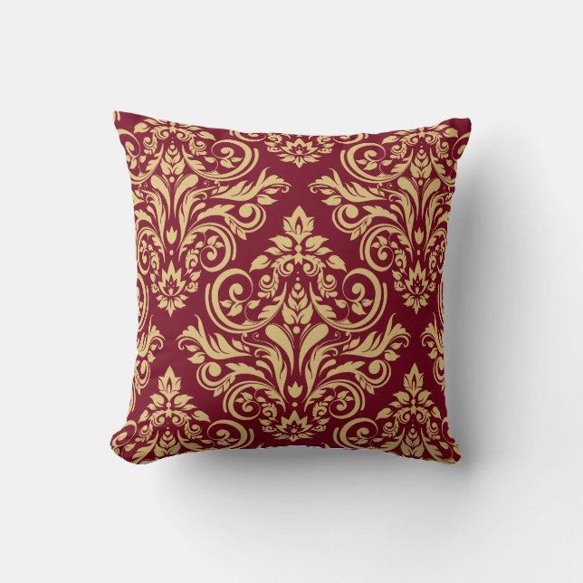 Damask - burgundy sand throw pillow (Front)