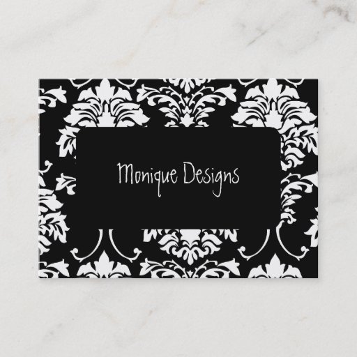 Customizable Damask business card black and white