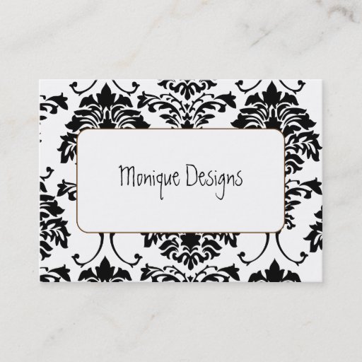 Customizable Damask business card black and white
