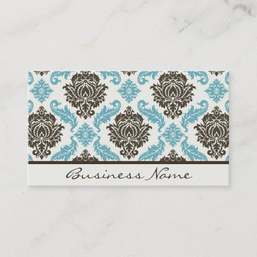Customizable Damask Business Card (blue/brown)
