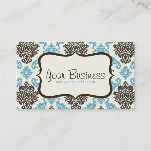 damask Business Card (blue/brown)