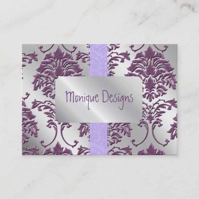 Damask business card, brushed steel business card (Front)