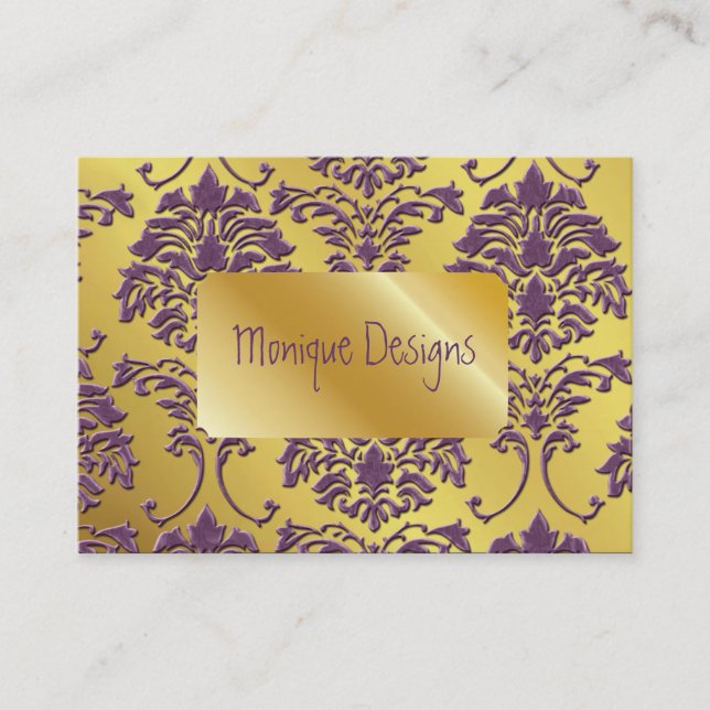 Damask business card, gold tone card (Front)