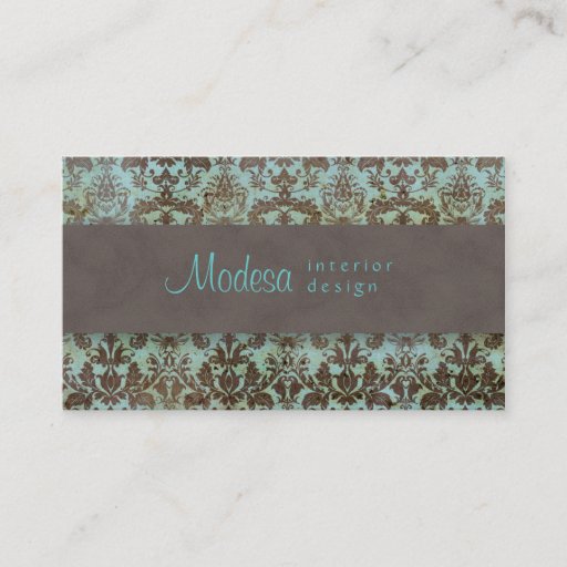 Customizable Damask Business Card Interior Design