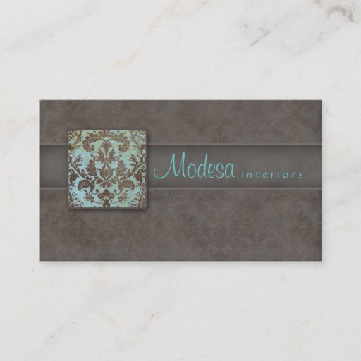 Customizable Damask Business Card Interior Design 2
