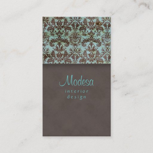 Customizable Damask Business Card Interior Design 4