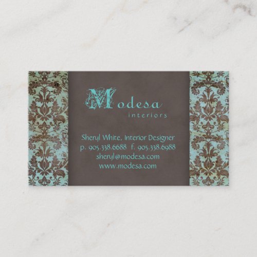 Damask Business Card Interior Design 6