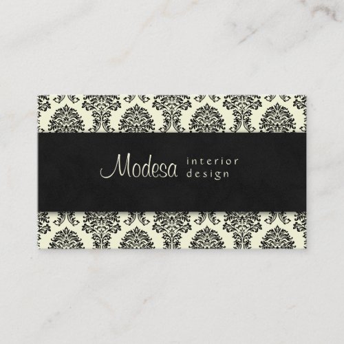 Damask Business Card Interior Design Cream Black