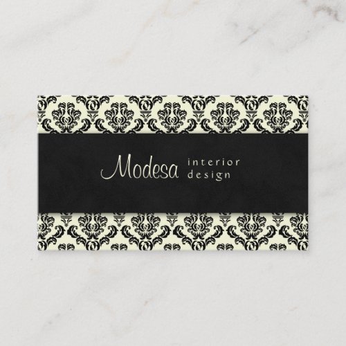 Damask Business Card Interior Design Cream Black 2