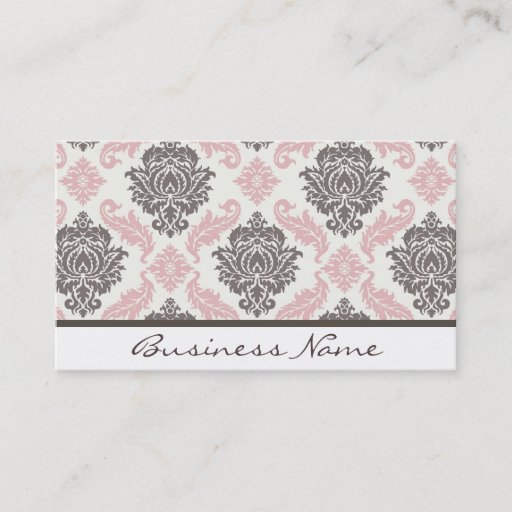 Customizable damask Business Card (pink/brown)