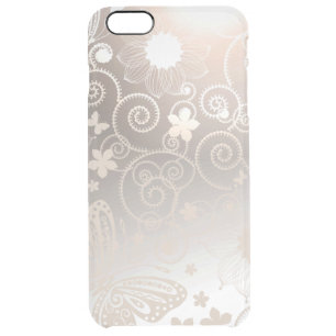 Damask Butterfly In Flowers Clear iPhone 6 Plus Case