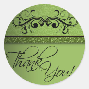 Damask Butterfly Thank You Sticker