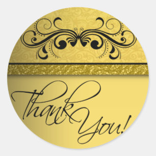 Damask Butterfly Thank You Sticker