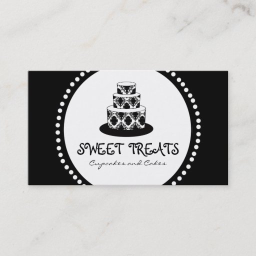 Customizable Damask Cake Bakery Business Cards