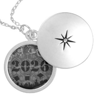 Damask Cap Tossing Crowd-Graduation Class of 2011 Locket Necklace