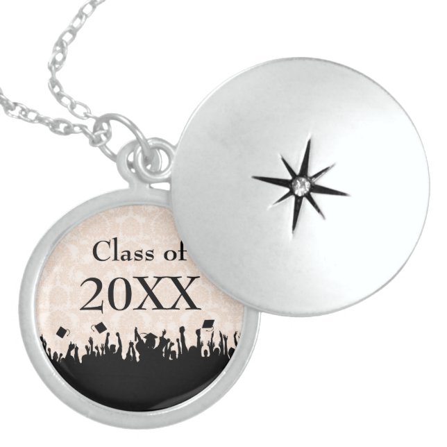 Damask Cap Tossing Crowd-Graduation Class of 2011 Locket Necklace (Front)