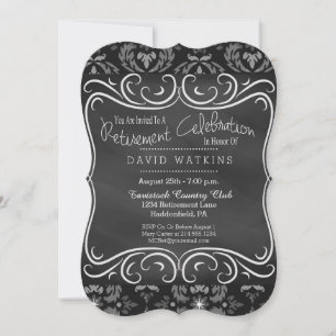 Damask & Chalkboard Retirement Party Invitation
