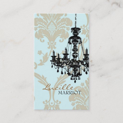 Customizable Damask Chandelier 2 Business Card (Mint)
