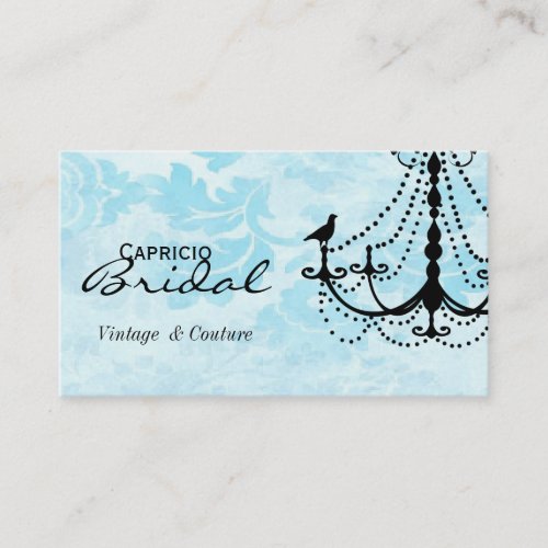 Damask Chandelier Business Card-Aqua 2