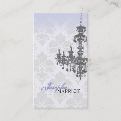Customizable Damask Chandelier Business Card (Blue)