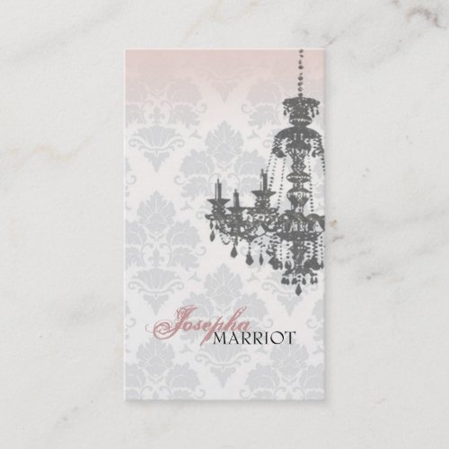 Damask Chandelier Business Card (Peach)