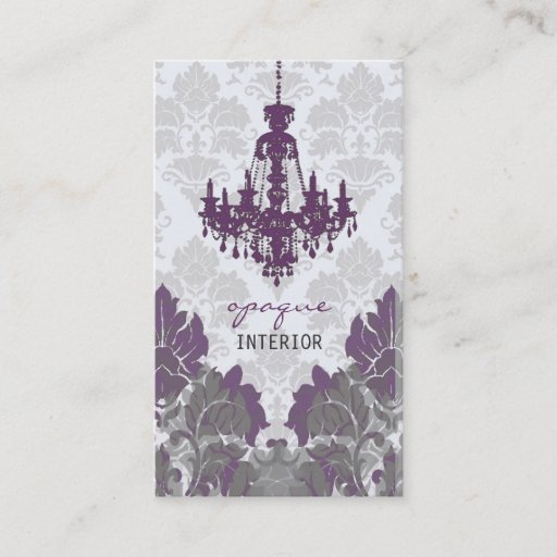 Customizable Damask Chandelier Business Card (Purple)