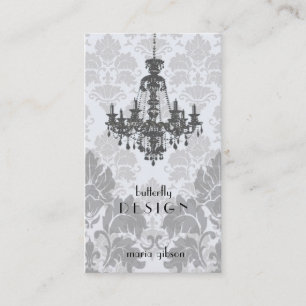 Damask Chandelier-gray Business Card (Top10)