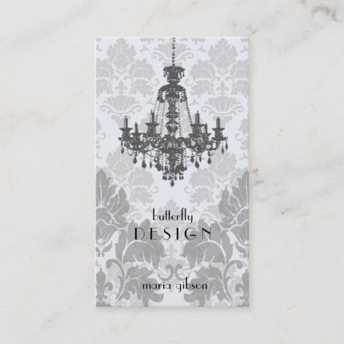 Damask Chandelier-gray Business Card (Top10)