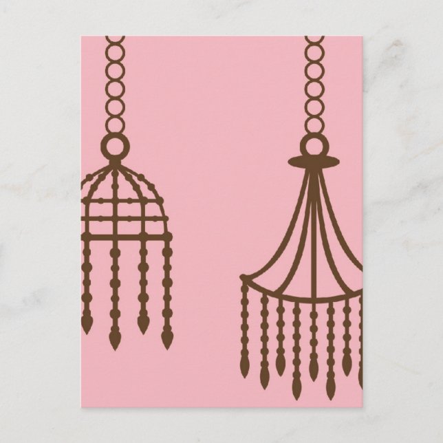 Damask chandelier wallpaper print pattern postcard (Front)