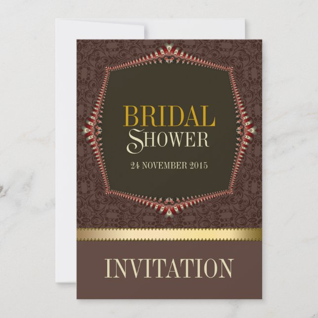 Damask Chocolate Bridal Shower Invitation (Front)