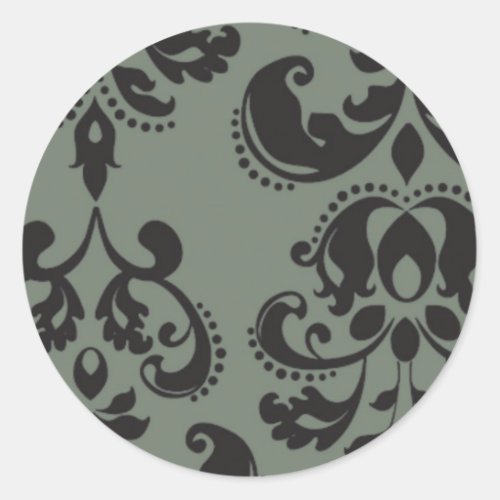 damask classic round sticker