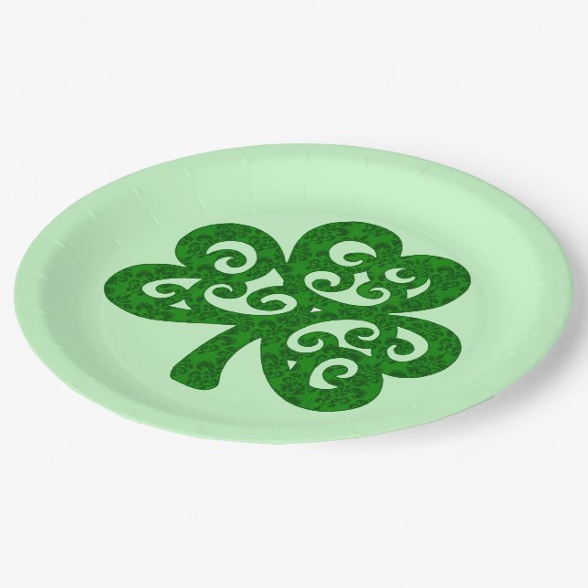 Damask Clover Paper Plates (Angled)
