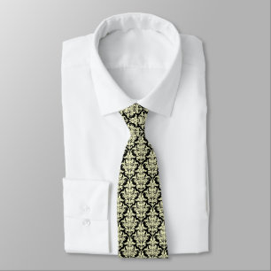 Damask - Cream on Black Neck Tie