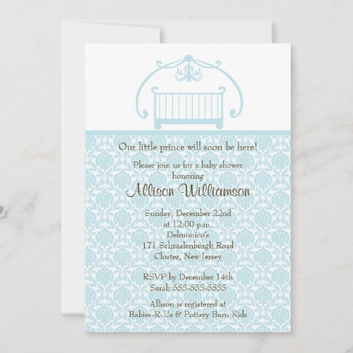 Damask Crib Baby Boy Baby Shower Invitation