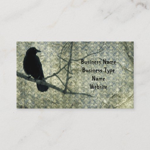 Customizable Damask Crow Business Card Template