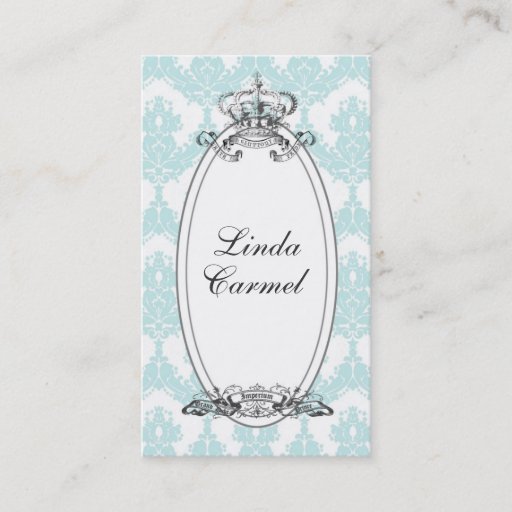 Customizable Damask Crown Business Card (Mint)