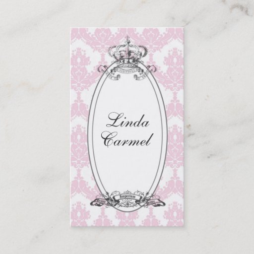 Customizable Damask Crown Business Card (Peach)