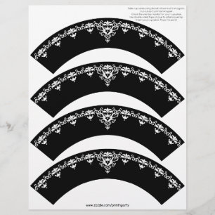 Damask Cupcake Cosie - White on Black