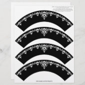 Damask Cupcake Cosie - White on Black (Front/Back)
