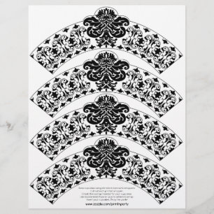 Damask Cupcake Wrapper Black on White