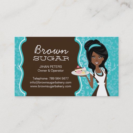 Customizable Damask Custom Bakery Business Card