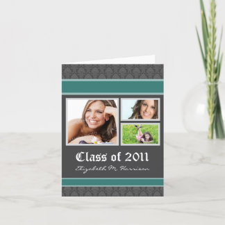 Damask Custom Graduation Announcement (teal)