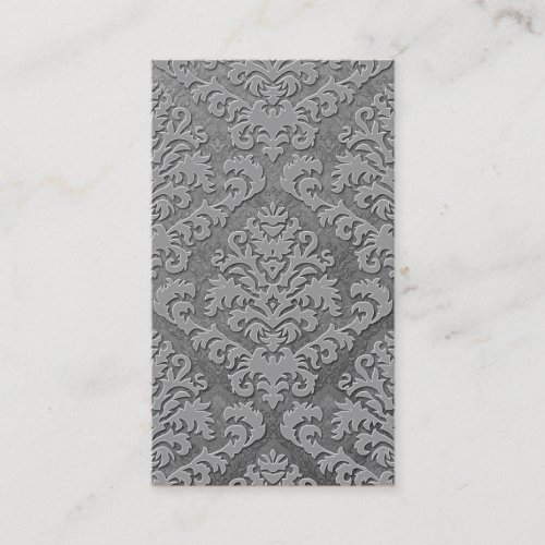 Damask Cut Velvet, Double Damask Monotone in Gray Business Cards