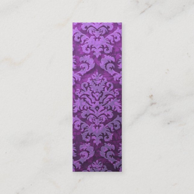 Damask Cut Velvet, Embossed Leaves Mini Business Card (Front)