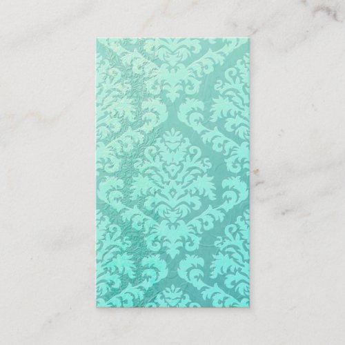 Damask Cut Velvet, Embossed Satin in Mint Green Business Card Template